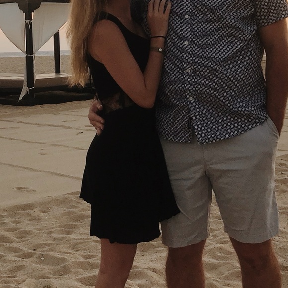 Free people black mini dress crochet waist vneck coverup - Picture 7 of 7